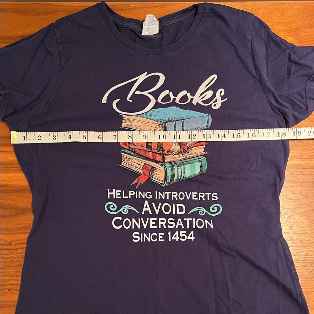EUC "Books Helping Introverts Avoid Conversation Since 1454" T-Shirt M - Picture 7 of 10
